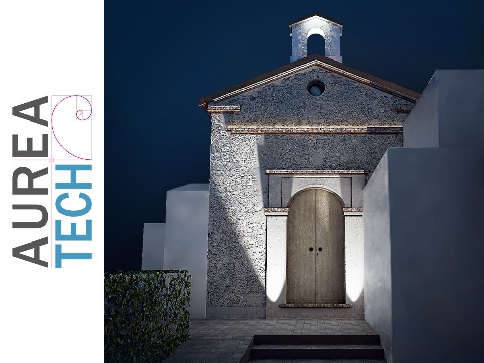 vista notturna chiesa storica - cimitero di longobardi - aurea tech